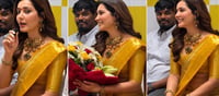Raashii Khanna Radiates Golden Glamour at Maangalya Mall Grand Opening in Hyderabad